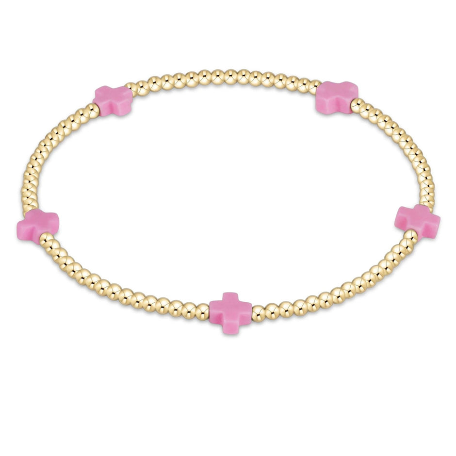 ENEWTON-Signature-Cross-2mm-Gold-Bracelet-Bright-Pink