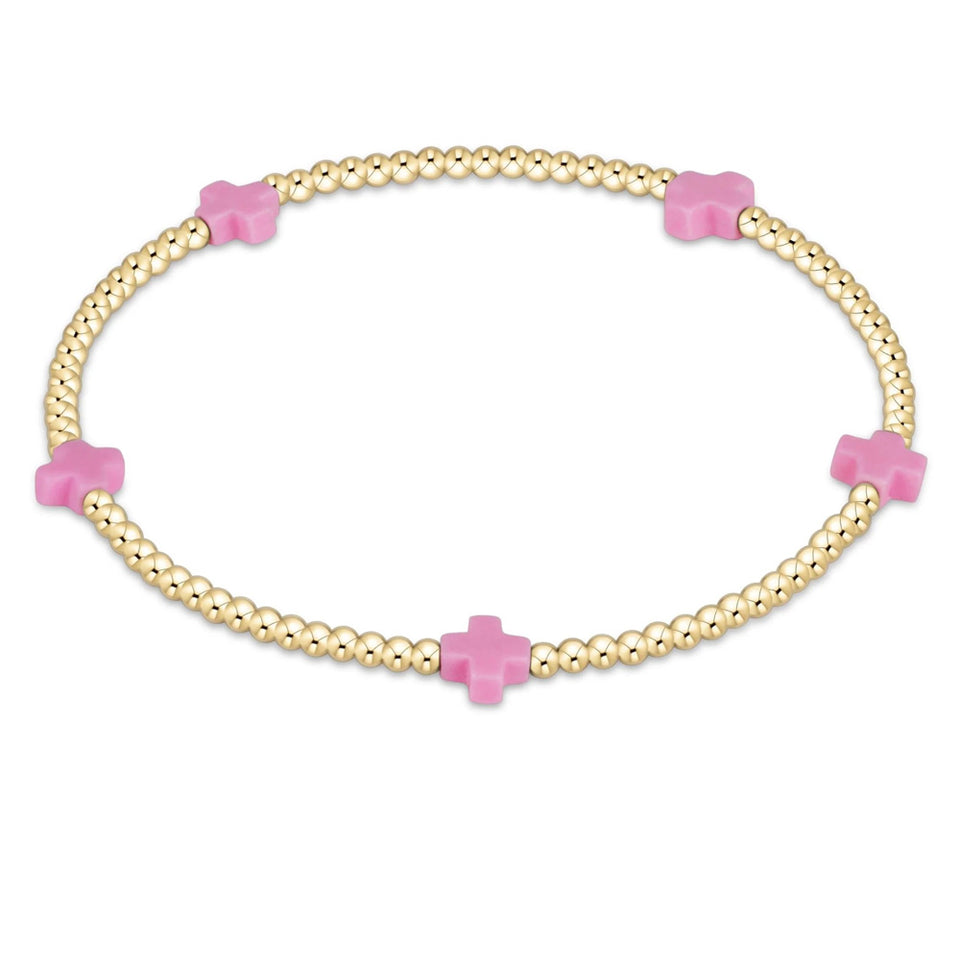 ENEWTON-Signature-Cross-2mm-Gold-Bracelet-Bright-Pink