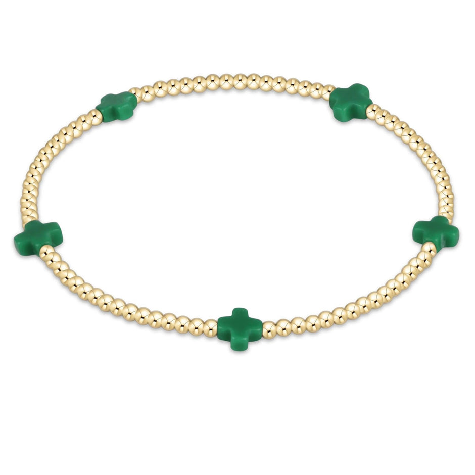 ENEWTON-Signature-Cross-2mm-Gold-Bracelet-Emerald