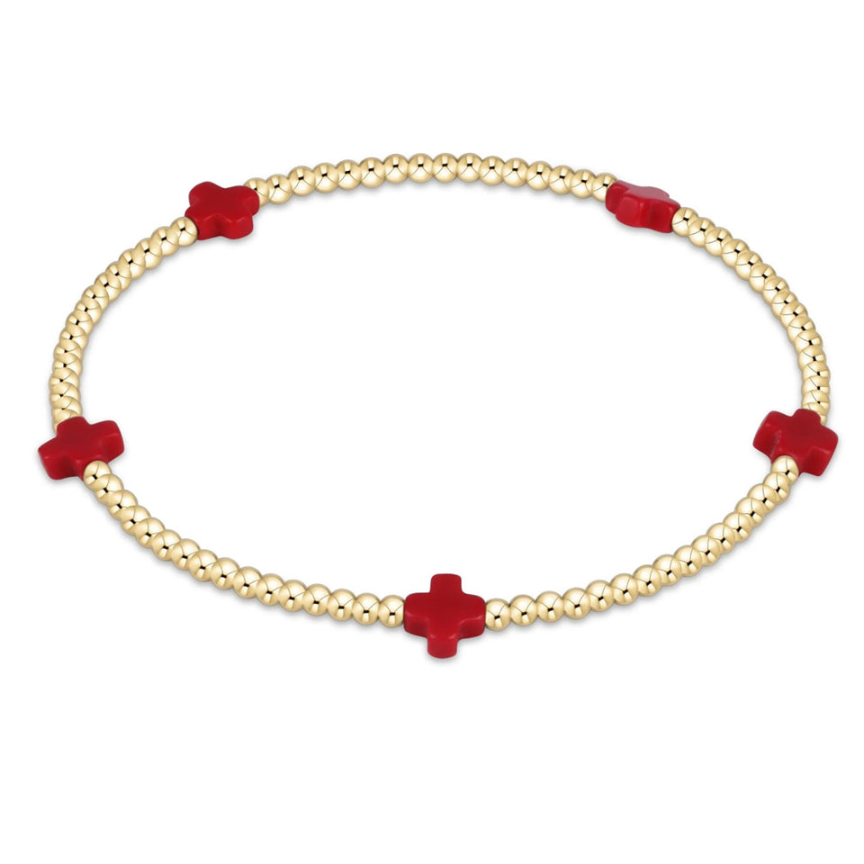 ENEWTON-Signature-Cross-2mm-Gold-Bracelet-Red
