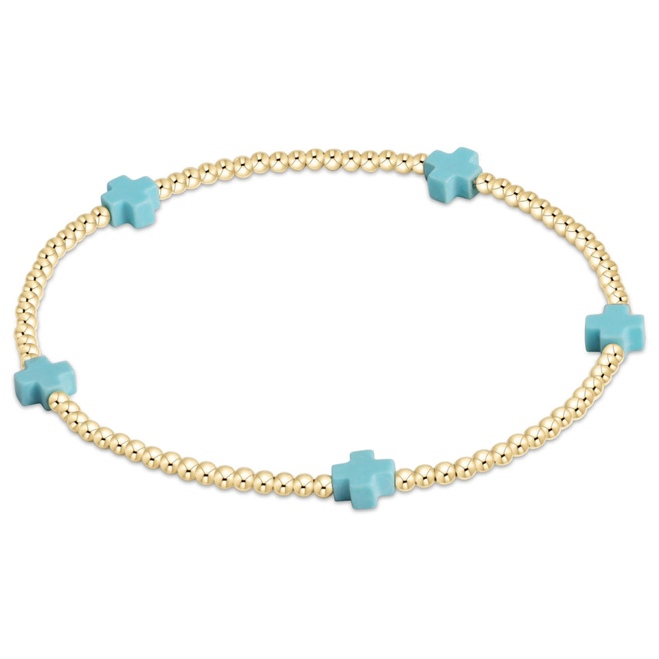 ENEWTON-Signature-Cross-2mm-Gold-Bracelet-Turquoise