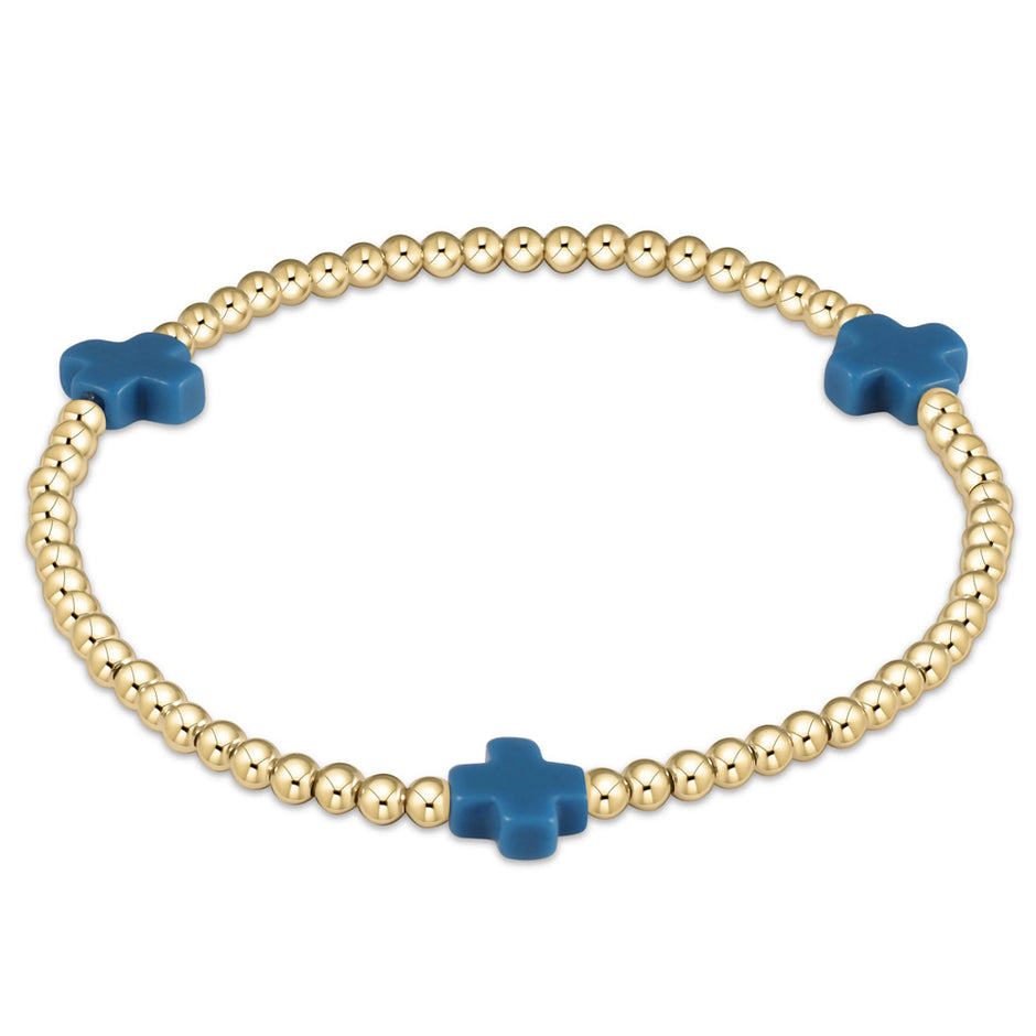 ENEWTON-Signature-Cross-3mm-Gold-Bracelet-Cobalt