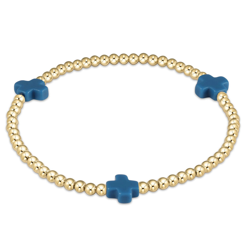 ENEWTON-Signature-Cross-3mm-Gold-Bracelet-Cobalt