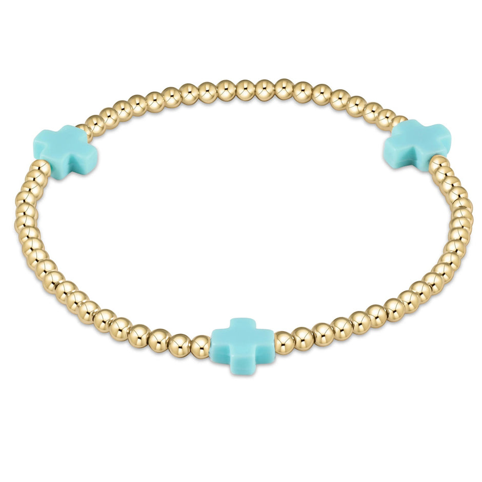 ENEWTON-Signature-Cross-3mm-Gold-Bracelet-Turquoise