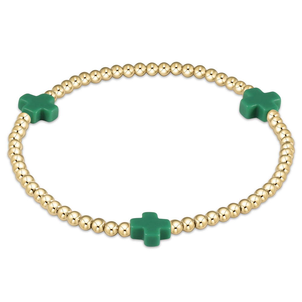 ENEWTON-Signature-Cross-3mm-Gold-Bracelet-Emerald