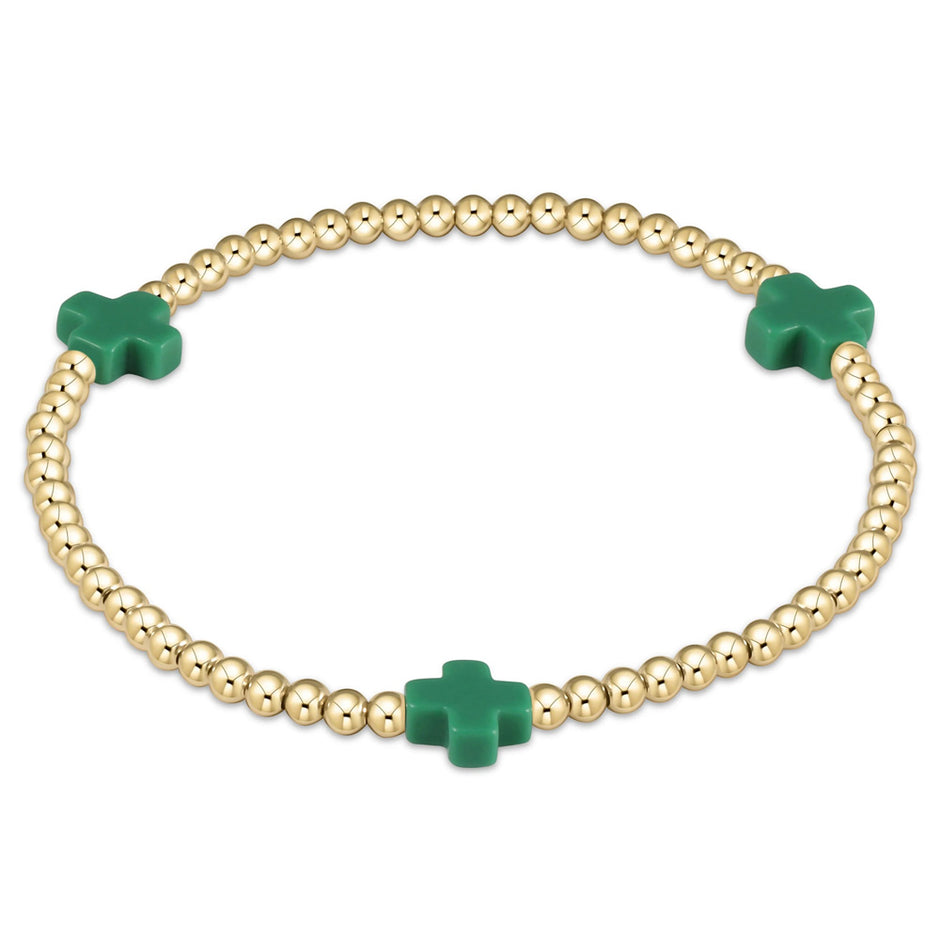 ENEWTON-Signature-Cross-3mm-Gold-Bracelet-Emerald