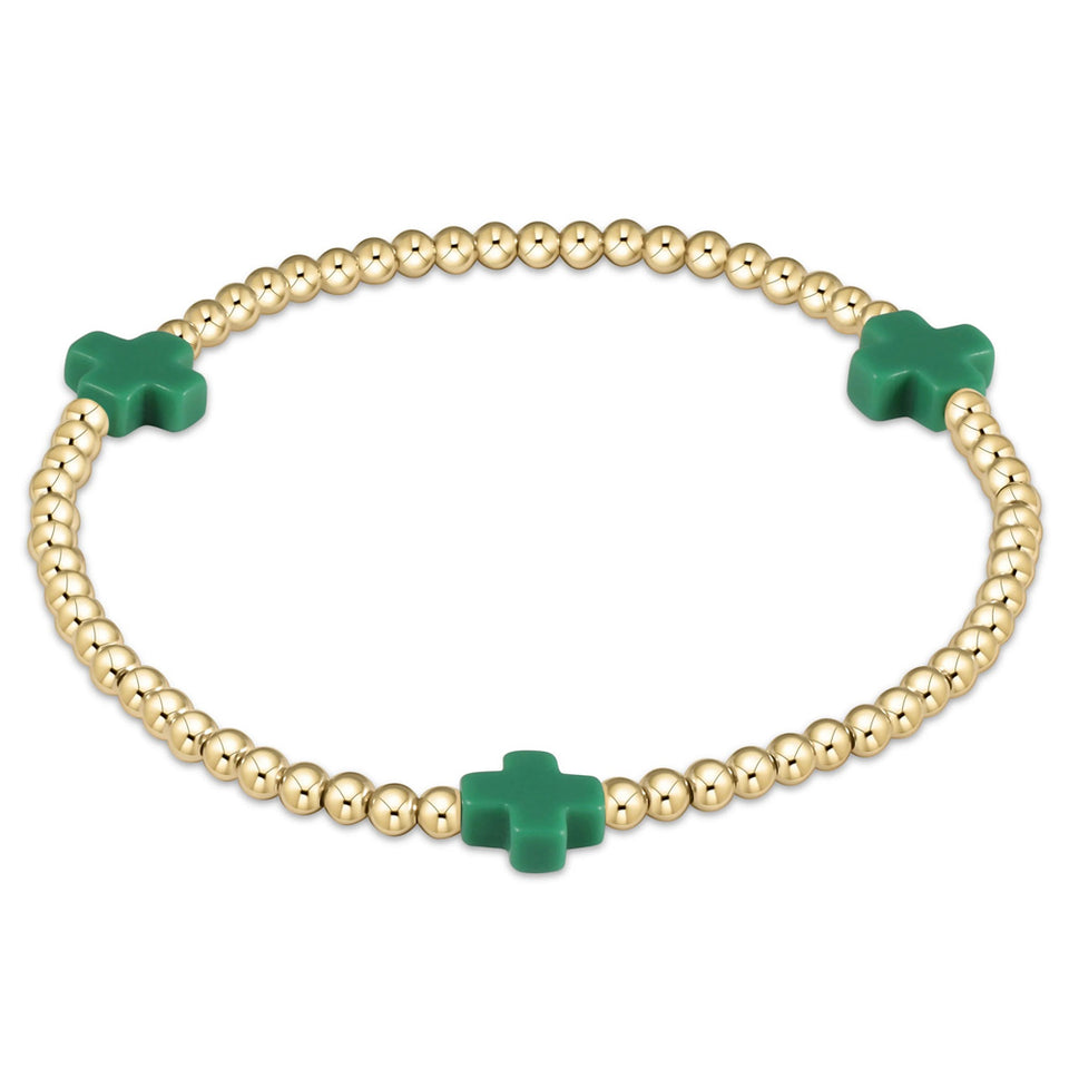 ENEWTON-Signature-Cross-3mm-Gold-Bracelet-Emerald