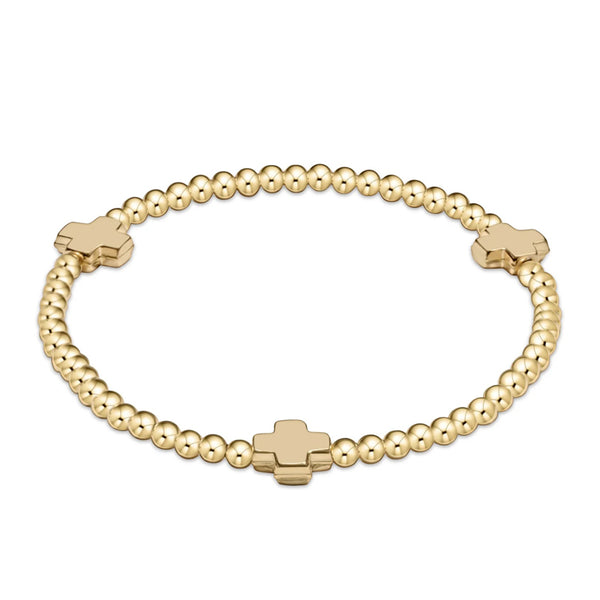 ENEWTON-Signature-Cross-Gold-Pattern-3mm-Bead-Bracelet-Gold