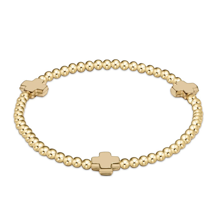 ENEWTON-Signature-Cross-Gold-Pattern-3mm-Bead-Bracelet-Gold