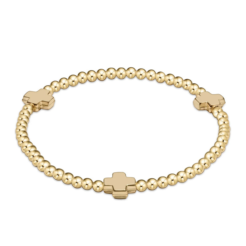ENEWTON-Signature-Cross-Gold-Pattern-3mm-Bead-Bracelet-Gold