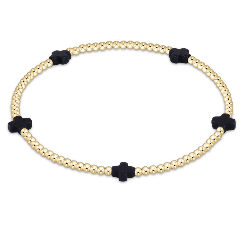 ENEWTON Signature Cross Small 2mm Gold Bracelet Navy