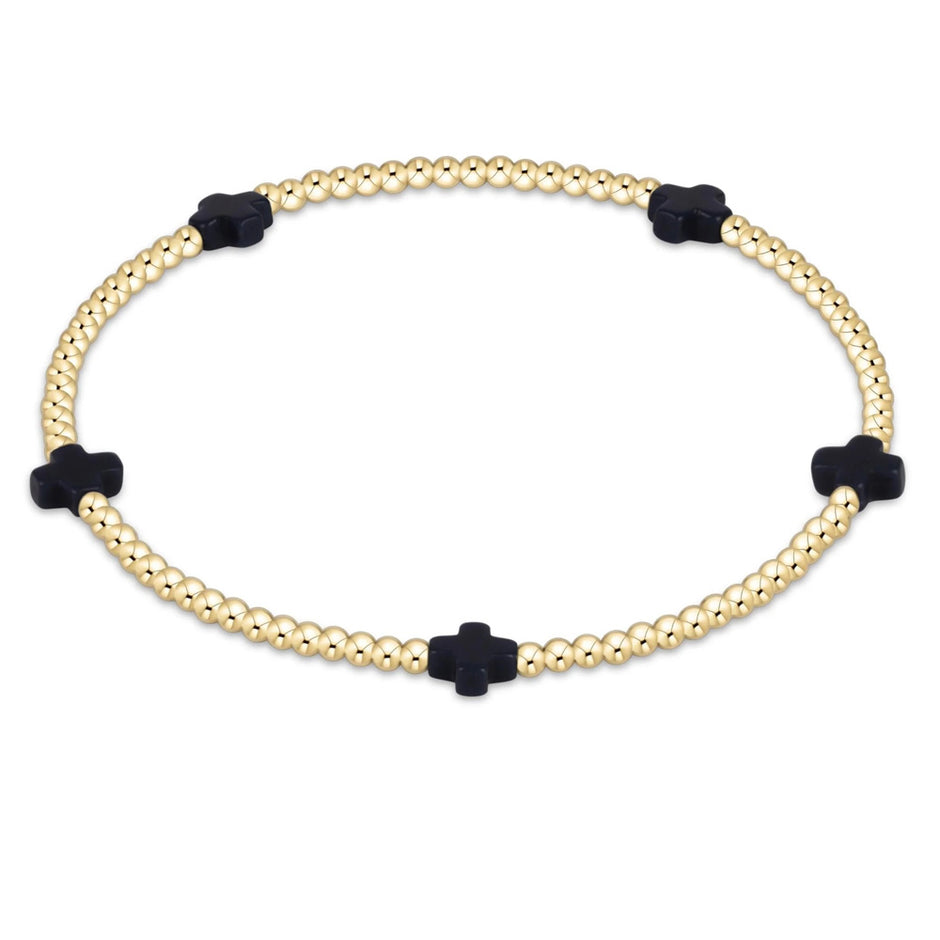 ENEWTON Signature Cross Small 2mm Gold Bracelet Navy