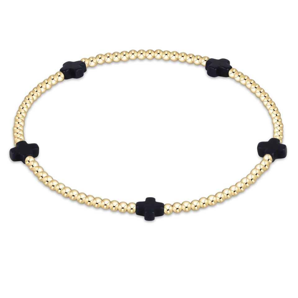 ENEWTON Signature Cross Small 2mm Gold Bracelet Navy