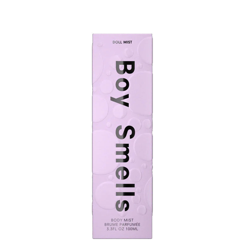 Purple packaging of 'Boy Smells' Doll Mist on a white background