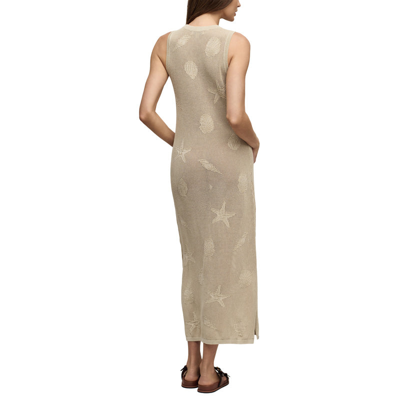 BAREFOOT DREAMS | Sunbleached Shell Motif Crew Midi Dress - Stone