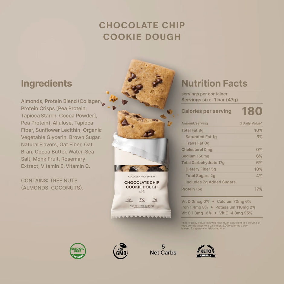 STARS + HONEY | Chocolate Chip Cookie Dough Collagen Protein Bar