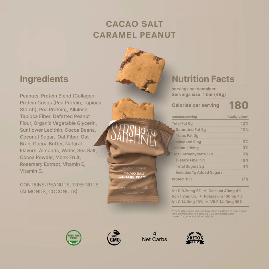 STARS + HONEY | Cacao Salt Caramel Peanut Collagen Protein Bar