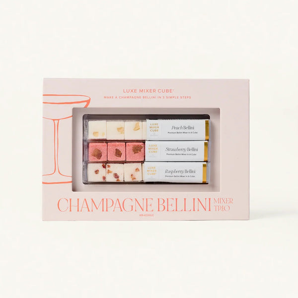 Champagne Bellini Mixer Trio Box. Make a Champagne Bellini in 3 simple steps.