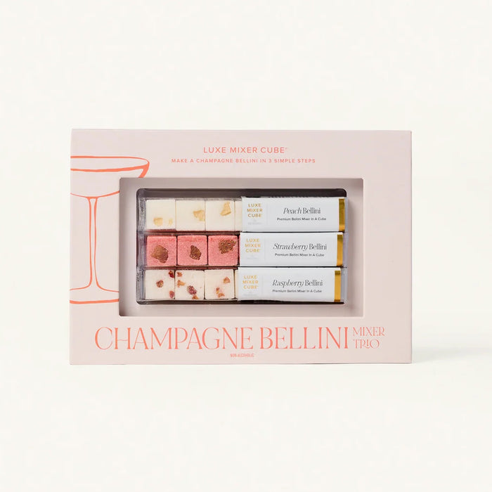 Champagne Bellini Mixer Trio Box. Make a Champagne Bellini in 3 simple steps.