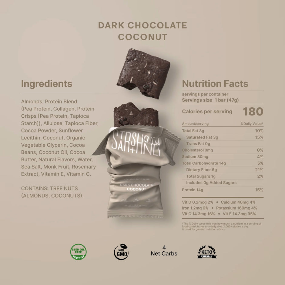 STARS + HONEY | Dark Chocolate Coconut Collagen Protein Bar