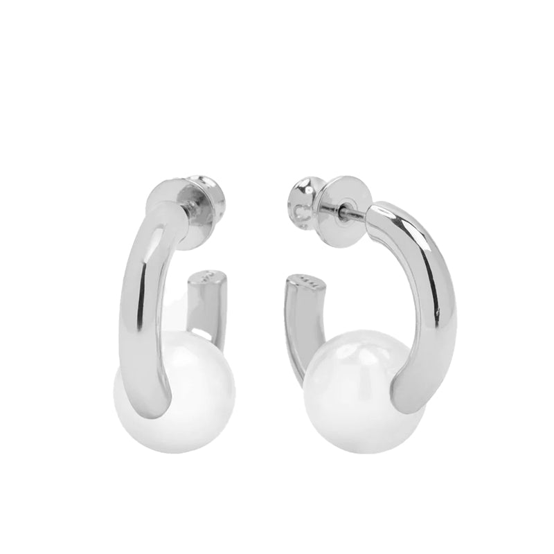 melinda-maria-life-is-a-ball-single-pearl-hoops-silver