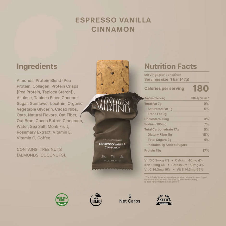 STARS + HONEY | Espresso Vanilla Cinnamon Collagen Protein Bar