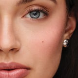 Model wearing Westman Atelier Toujours Fête eyeshadow in soft neutral tones
