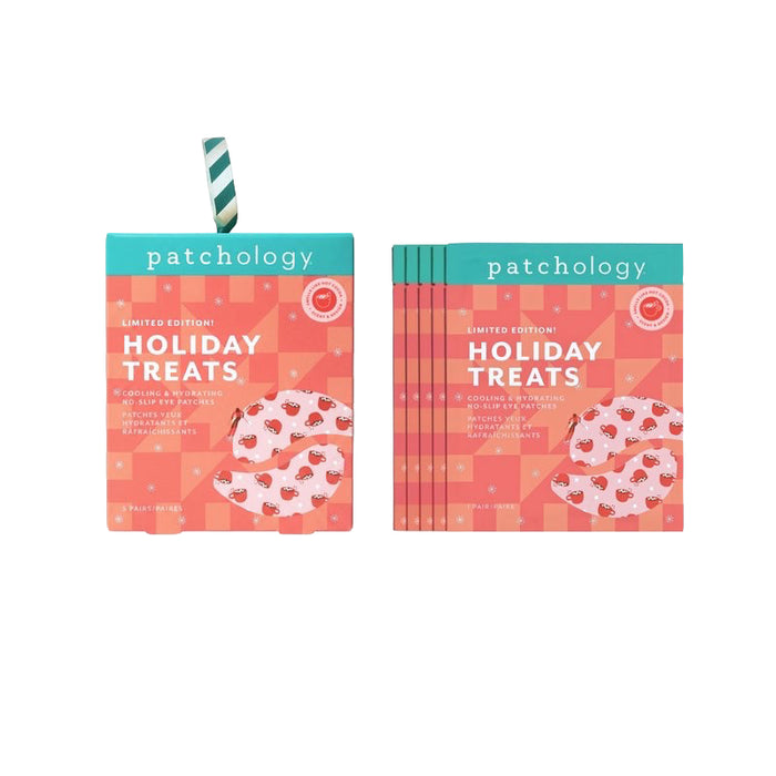 Patchology Holiday Treats eye patches box with five pairs of patches