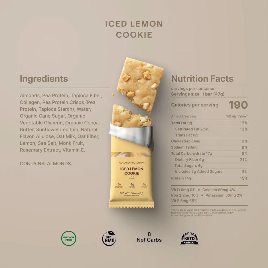 STARS + HONEY | Iced Lemon Cookie Collagen Protein Bar