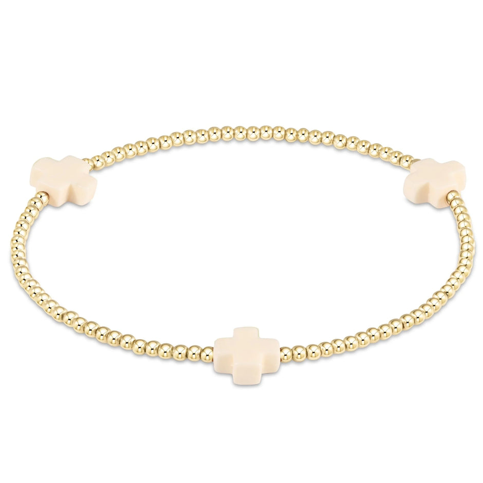 ENEWTON | Signature Cross 2mm Gold Bracelet - Off White