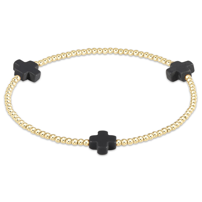 ENEWTON | Signature Cross 2mm Gold Bracelet - Onyx