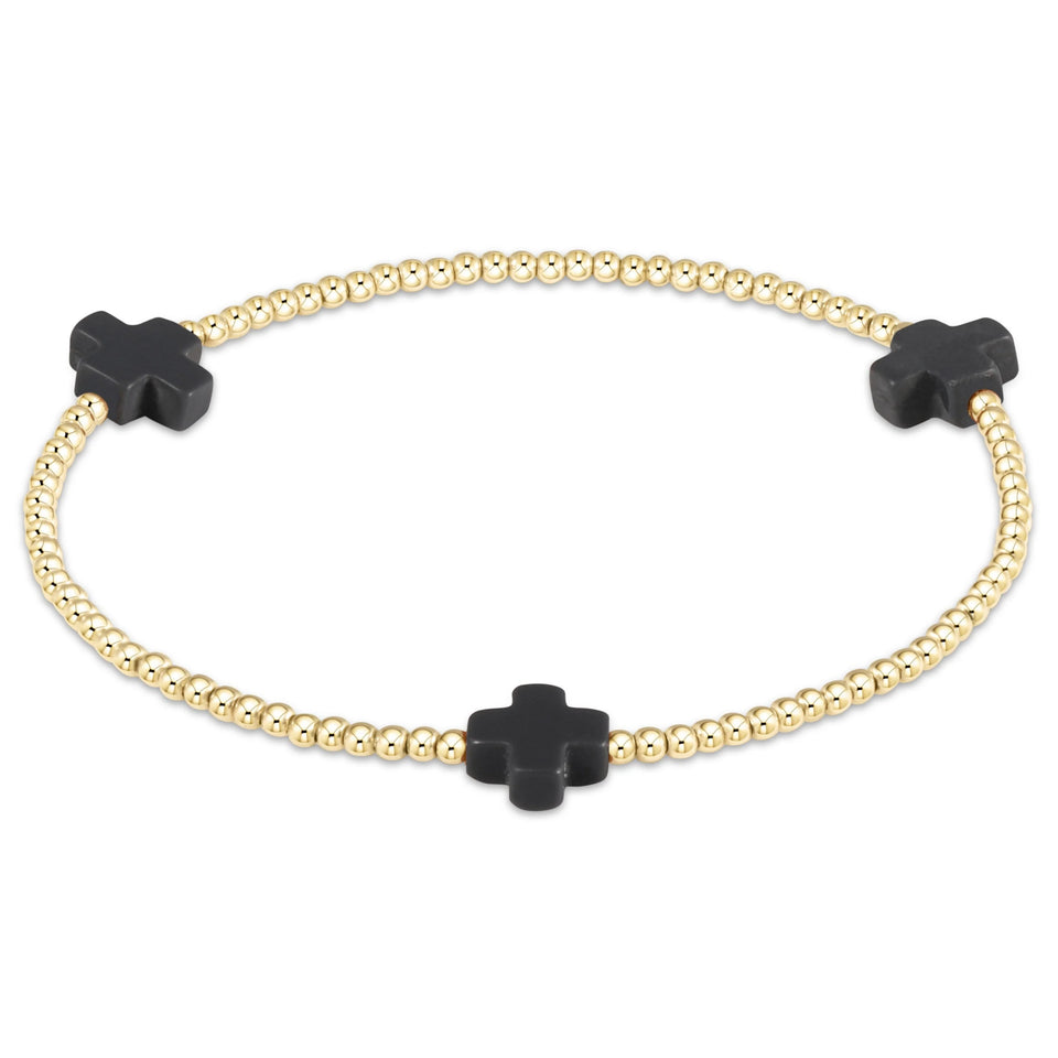 ENEWTON | Signature Cross 2mm Gold Bracelet - Onyx