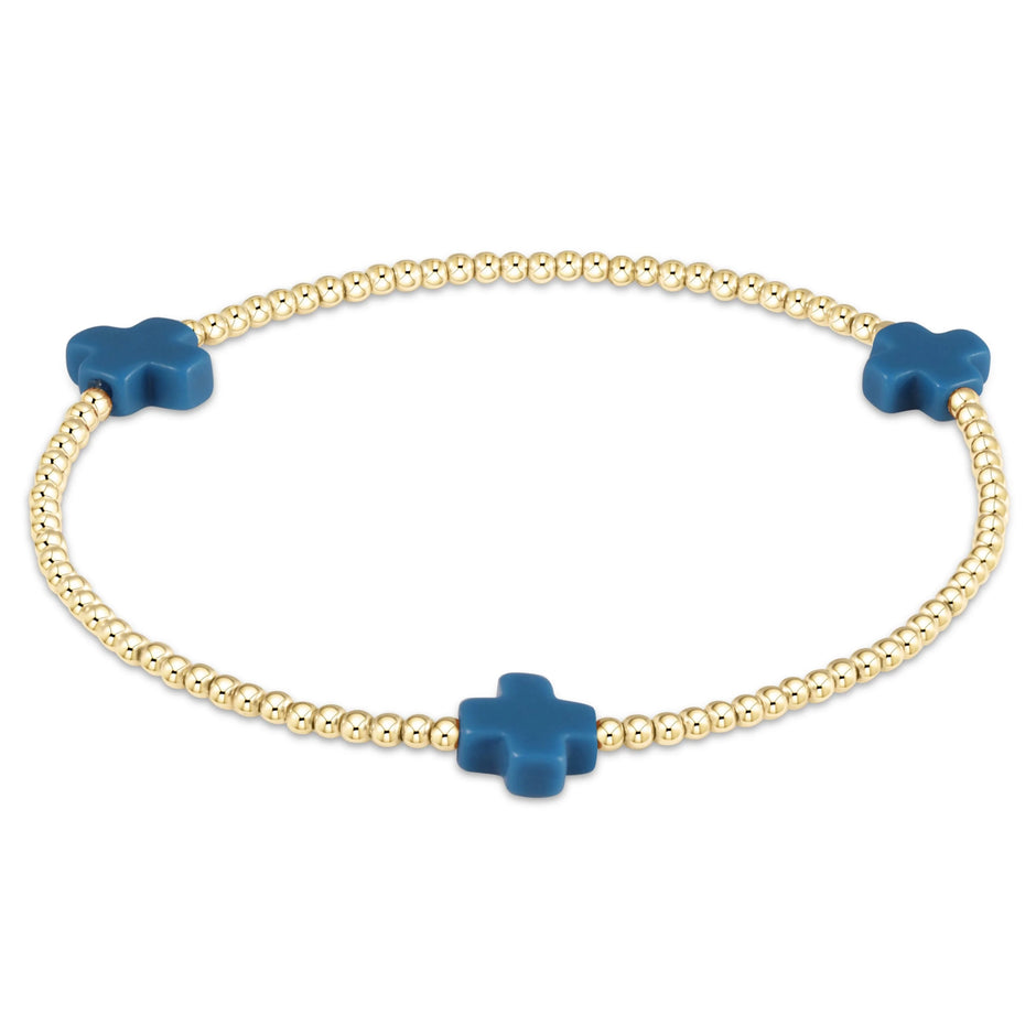 ENEWTON | Signature Cross 2mm Gold Bracelet - Cobalt