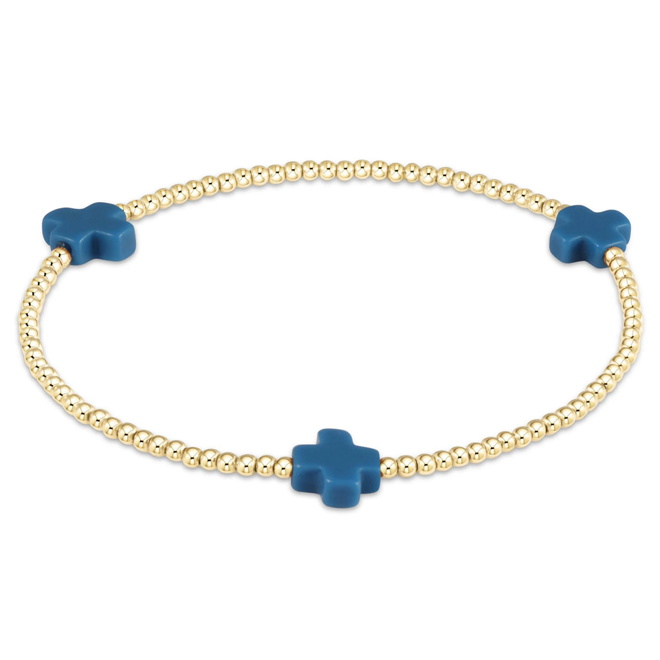 ENEWTON | Signature Cross 2mm Gold Bracelet - Cobalt
