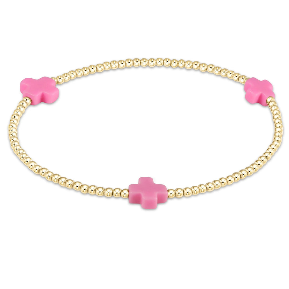 ENEWTON | Signature Cross 2mm Gold Bracelet - Bright Pink