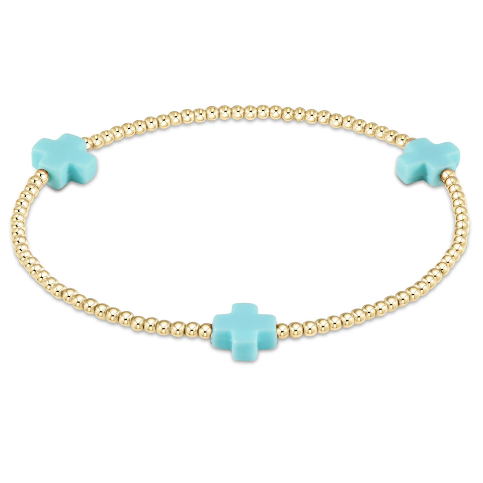 ENEWTON | Signature Cross 2mm Gold Bracelet - Turquoise