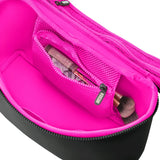 KUSSHI | Neoprene Train Case - Large — black/pink, 