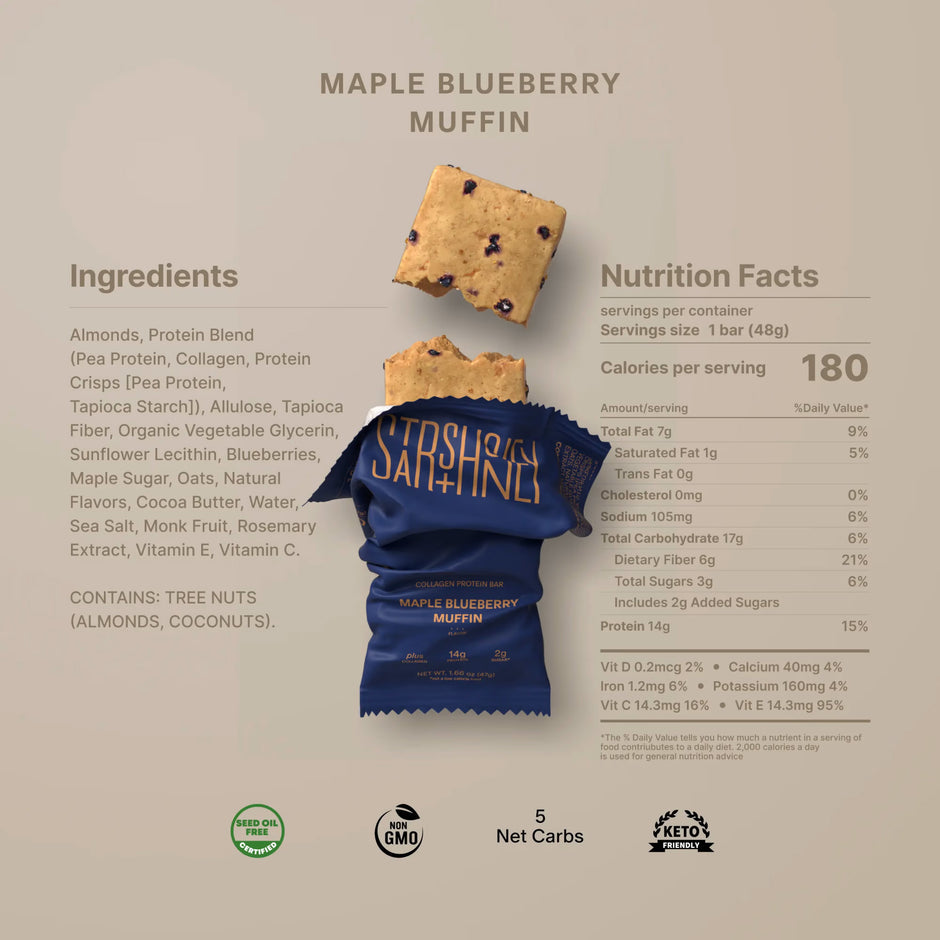 STARS + HONEY | Maple Blueberry Muffin Collagen Protein Bar