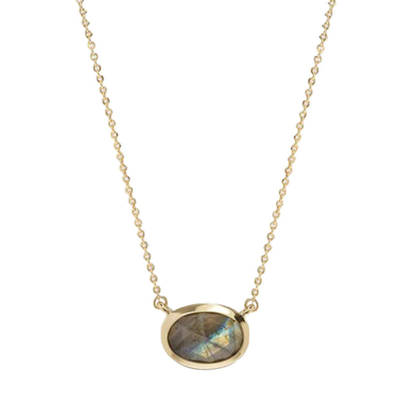 MELINDA MARIA She’s a Boss Pendant Necklace Gold Labradorite