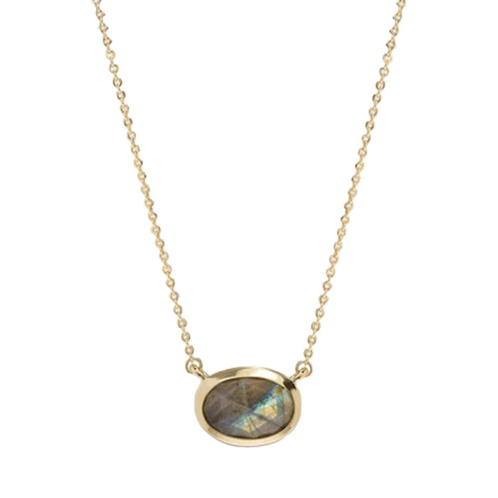 MELINDA MARIA She’s a Boss Pendant Necklace Gold Labradorite