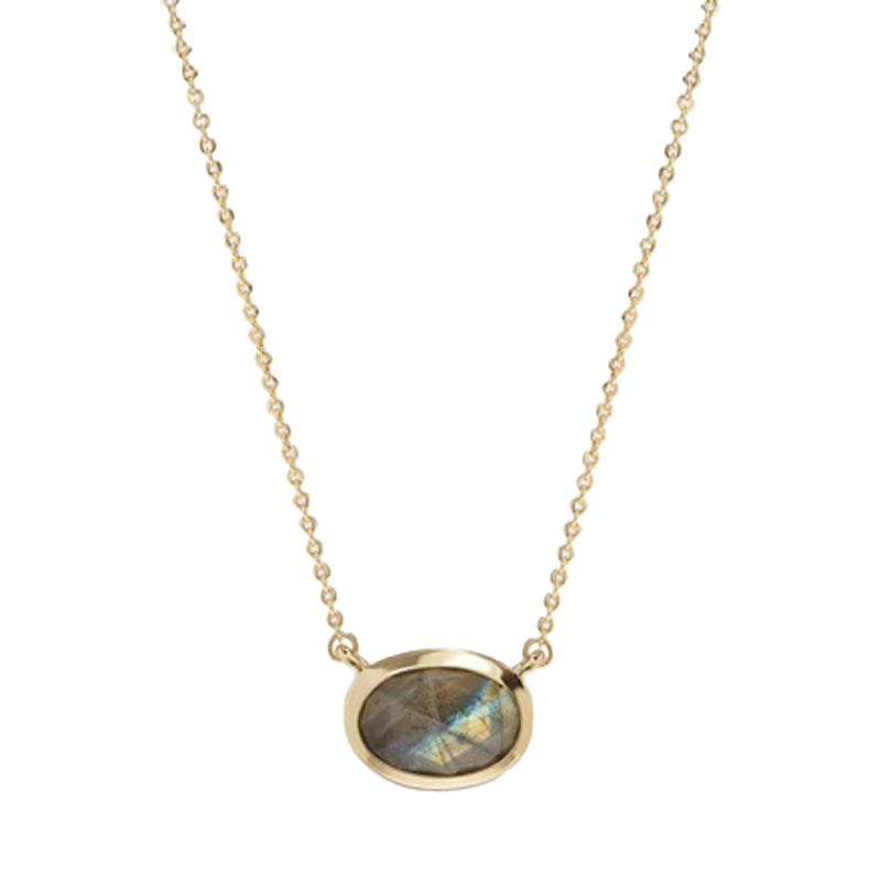 MELINDA MARIA She’s a Boss Pendant Necklace Gold Labradorite