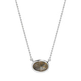 MELINDA MARIA She’s a Boss Pendant Necklace Silver Labradorite