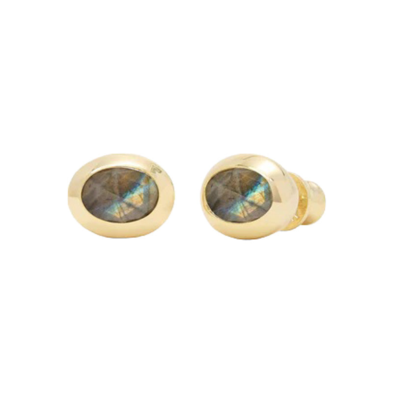 MELINDA MARIA She’s a Boss Studs 8mm Gold Labradorite