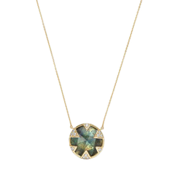 MELINDA MARIA Tessa Necklace 16mm Gold Labradorite