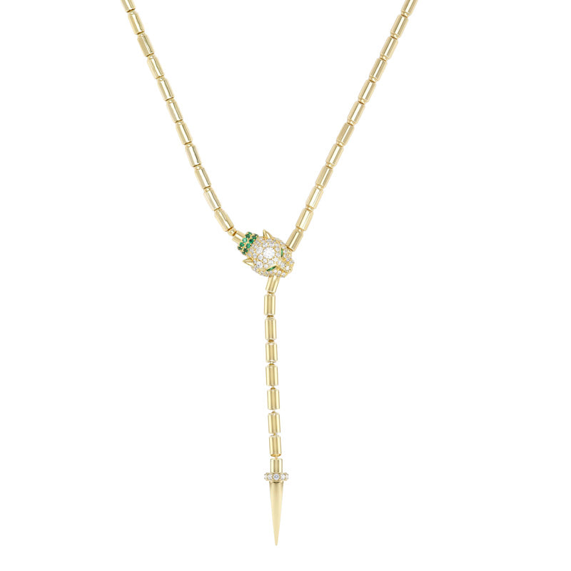Melinda Maria Jaguar Bolo Lariat Necklace in Gold