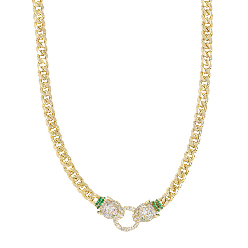Melinda Maria Jaguar Cuban Chain Necklace 6.8mm in Gold