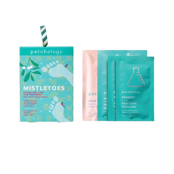 Patchology MistleToes foot treatment duo box with PoshPeel and Rosé Toes packets