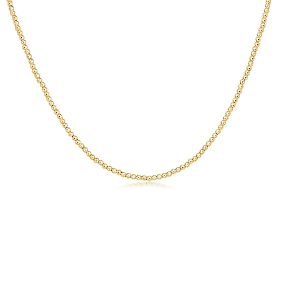 eNewton 17-inch beaded classic gold 2mm choker necklace on white background