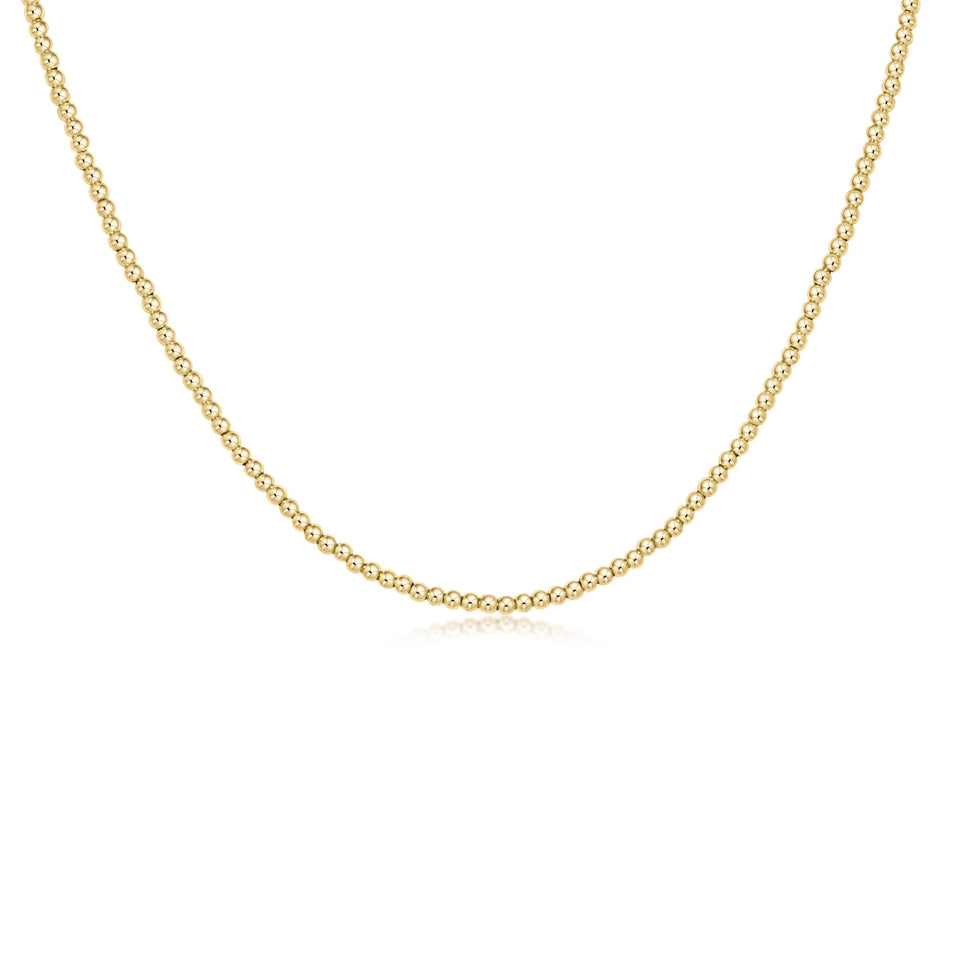 eNewton 17-inch beaded classic gold 2mm choker necklace on white background