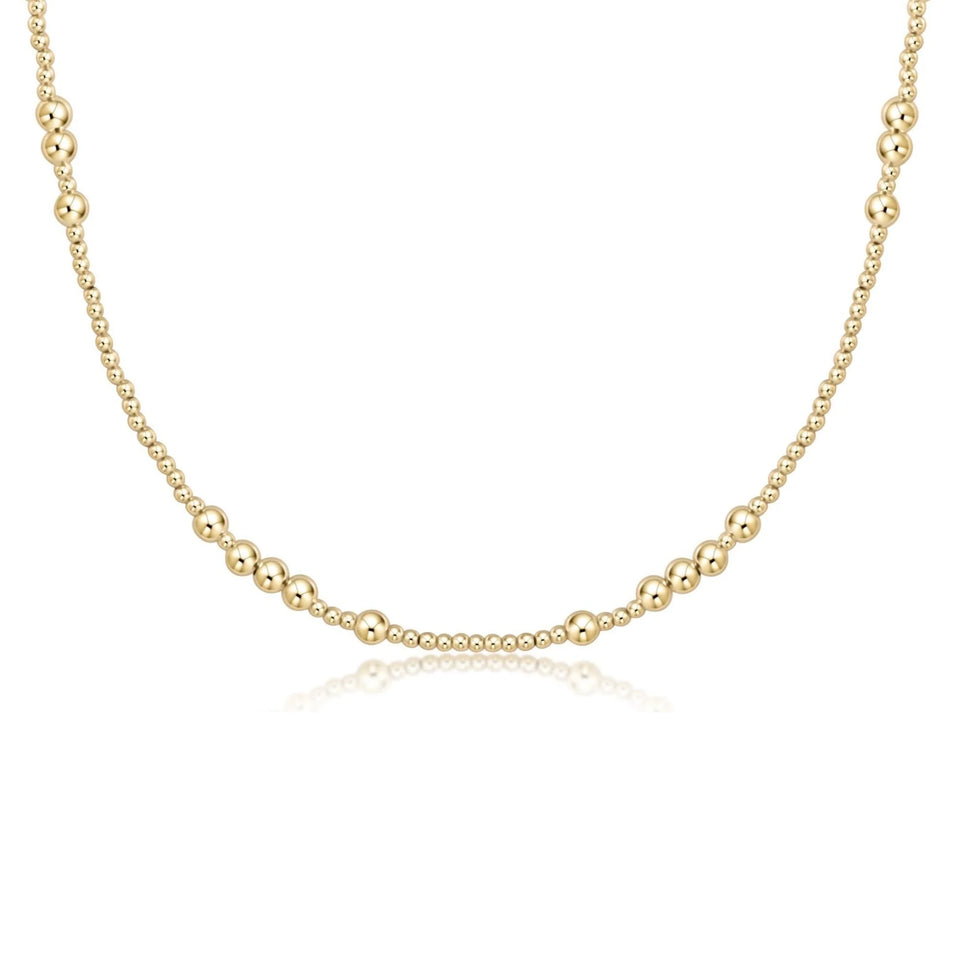 eNewton 17-inch beaded hope unwritten gold 4mm choker necklace on white background